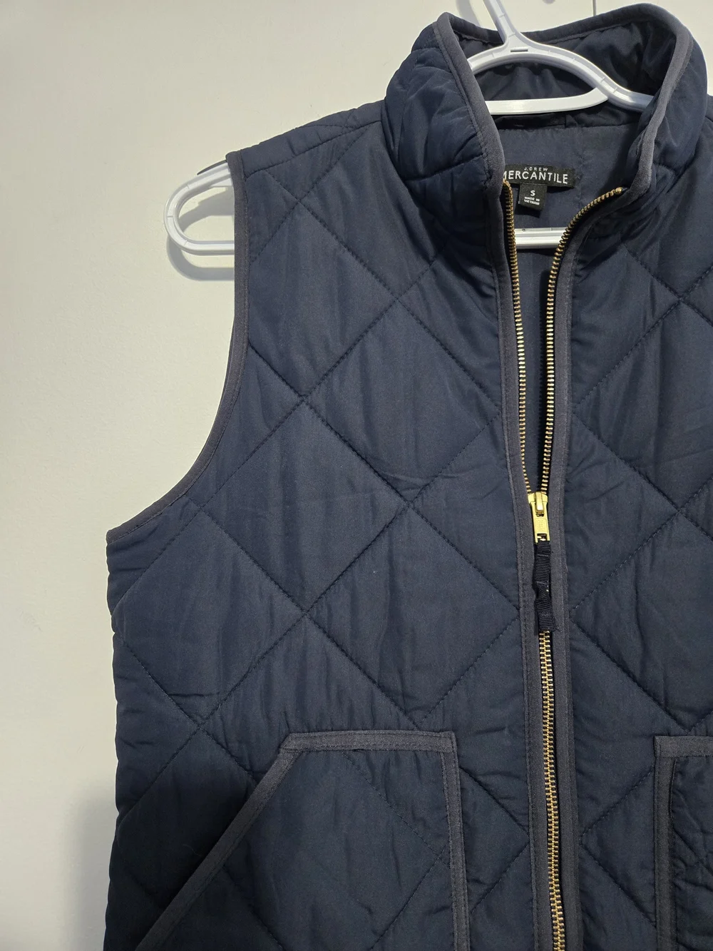 J.Crew Mercantile Quilted Vest Womens Small Navy Blue‎ Lightweight Puffer Zip